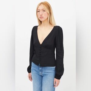 Reformation Black Nell Blouse